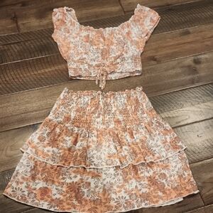 Aeropostale Floral Mini Dress - Orange and White